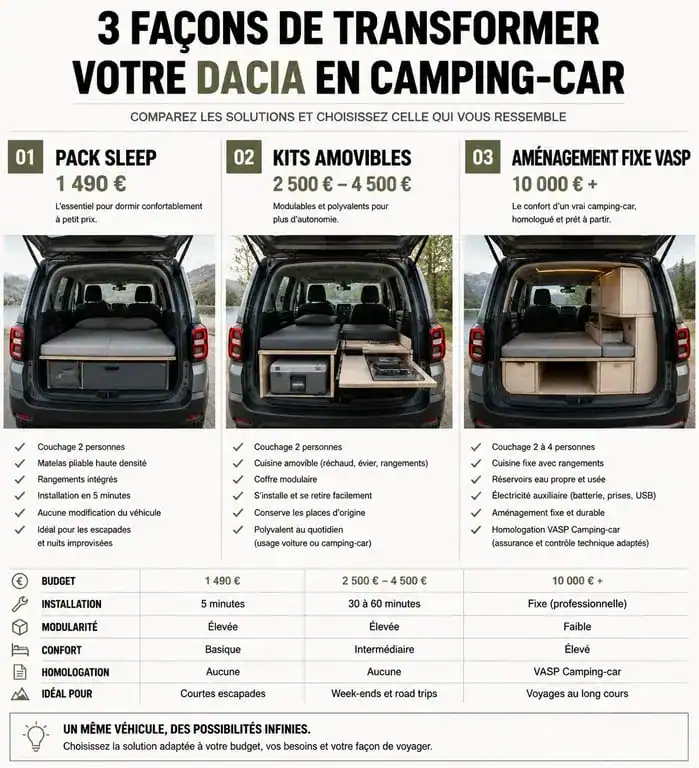 Comparatif des prix et solutions pour transformer un Dacia en camping car