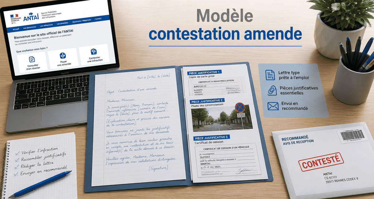 modele contestation amende sur bureau avec documents