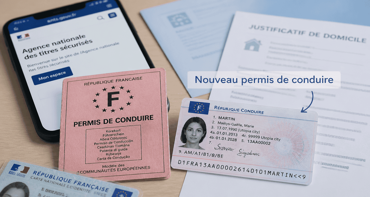 nouveau permis de conduire ancien et nouveau sur bureau