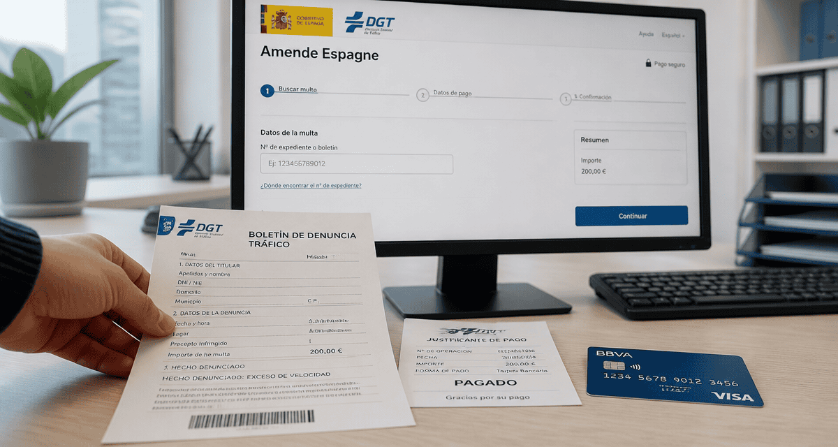 payer une amende en espagne, bureau et paiement