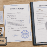 permis pour taxi sur table administrative