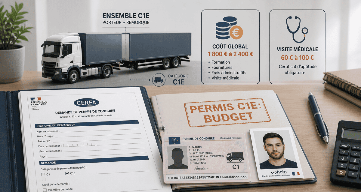 prix permis c1e formulaire et camion miniature