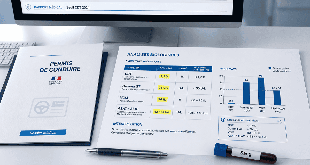 quel taux de cdt pour récupérer le permis 2024, dossier et analyse sanguine