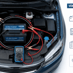 Recharger batterie voiture avec câbles et multimètre