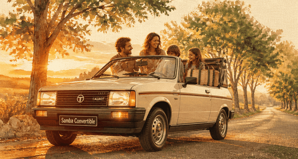 talbot samba convertible cabriolet années 80 en famille