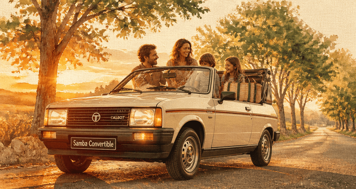 talbot samba convertible cabriolet années 80 en famille