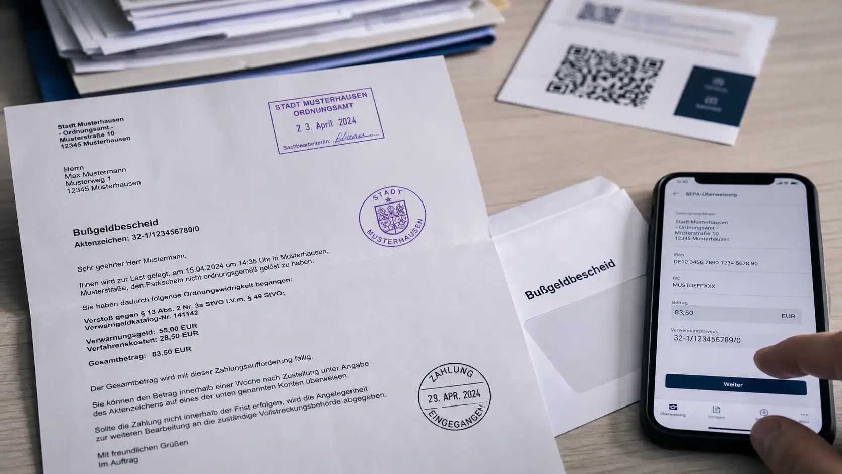 Amende en allemagne pour un français : courrier Bußgeldbescheid et paiement sous 14 jours