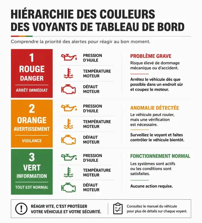 Infographie de la signification des voyants du tableau de bord de voiture