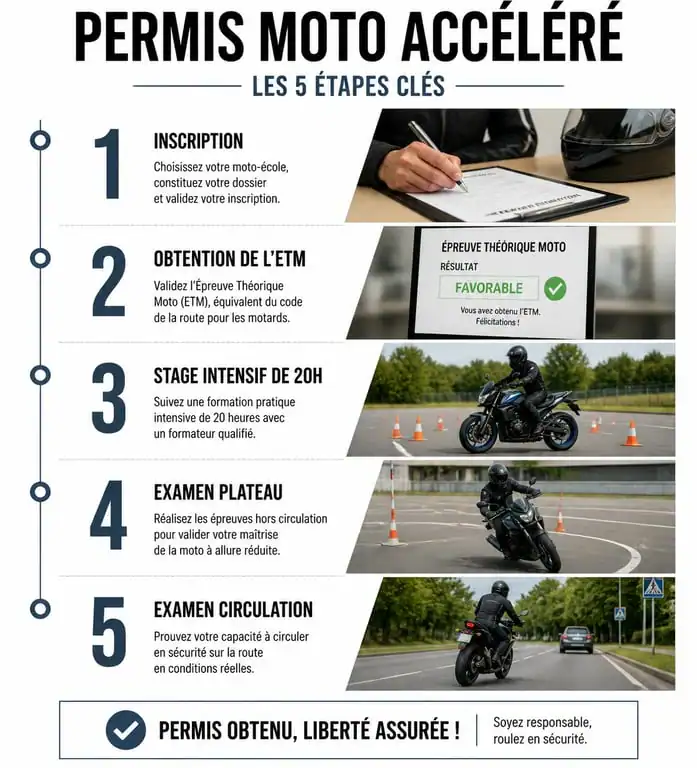 Étapes clés pour obtenir son permis accéléré moto