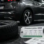 Pneu 3008 : dimensions et pressions, roue et manomètre en atelier