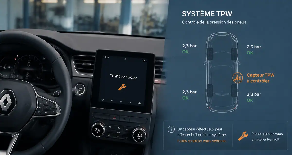 tpw a controler sur tableau de bord renault
