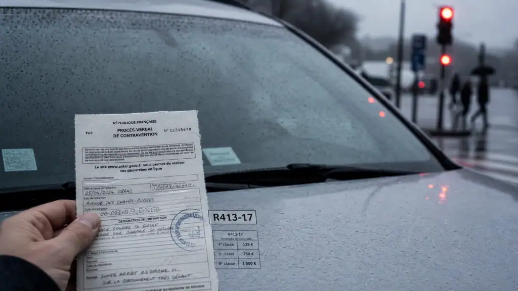 PV pour vitesse excessive eu égard aux circonstances : amende 135 € et 0 point