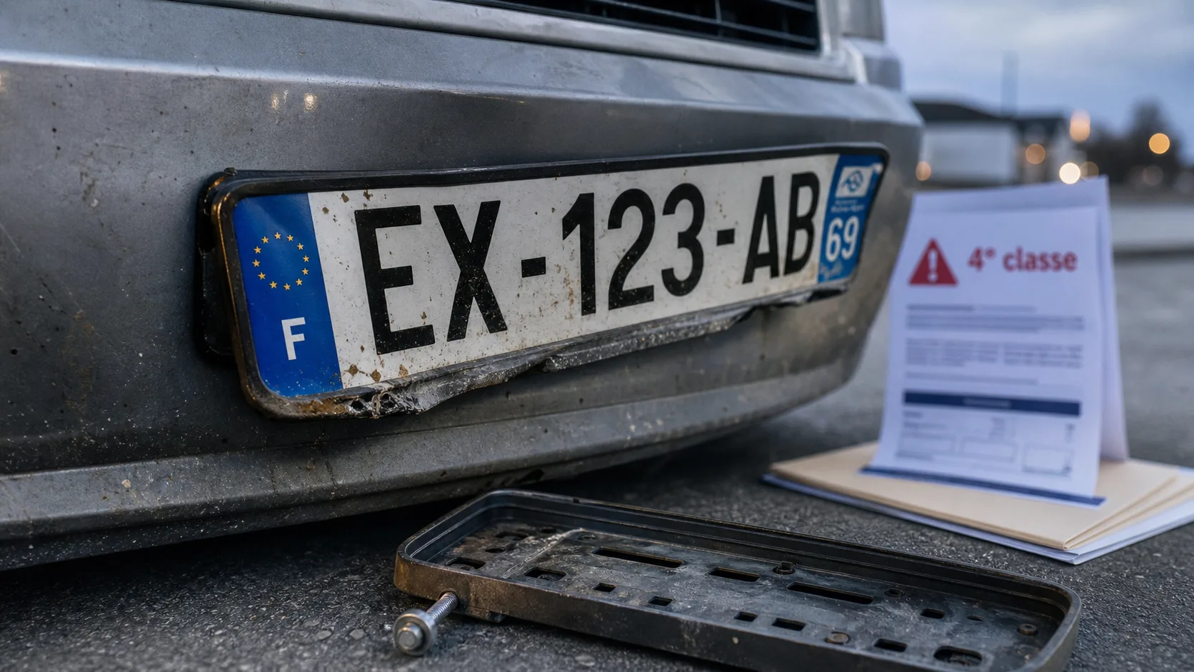 Amende plaque immatriculation : 135 € pour plaque non conforme