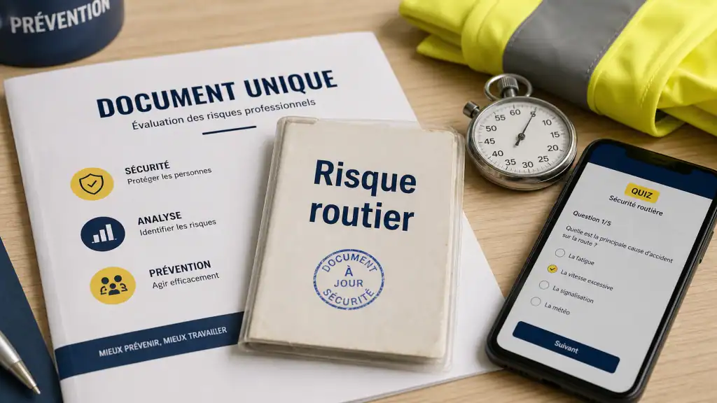 Formation risque routier : document unique et quiz sécurité