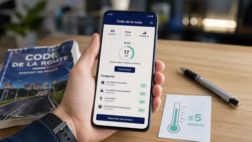 Meilleur application code de la route : 40 questions et mode erreurs, jusqu’à ≤5 erreurs