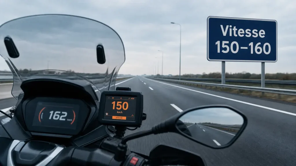 Piaggio MP3 500 vitesse max : 160 km/h annoncés, 150 à 160 km/h en usage réel