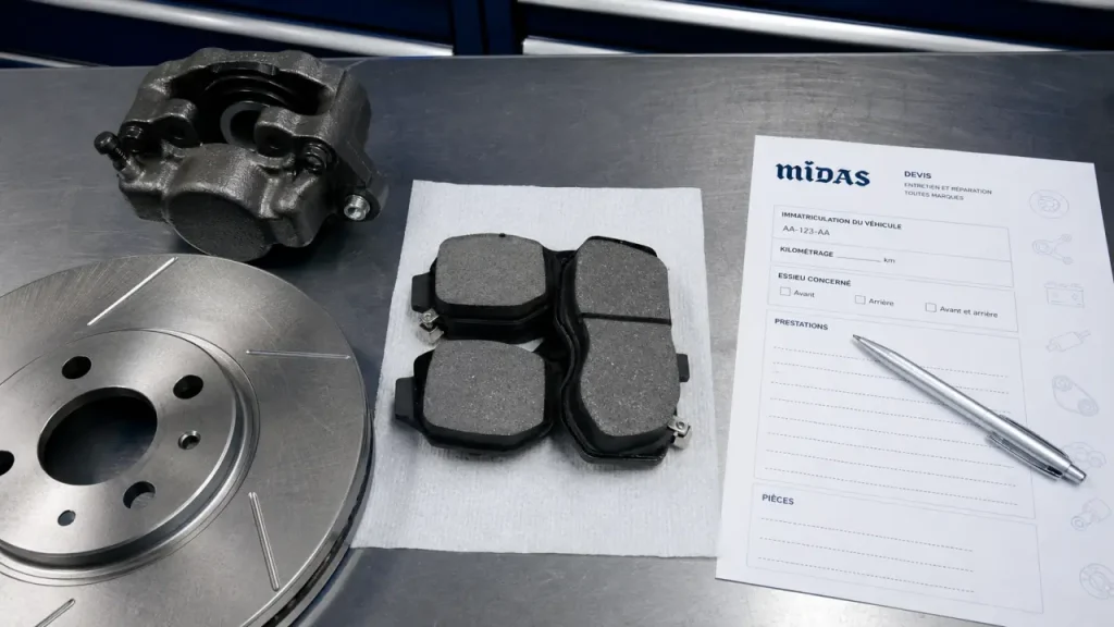 Prix du changement de plaquettes de frein et de disques chez Midas : ce qui fait varier le devis