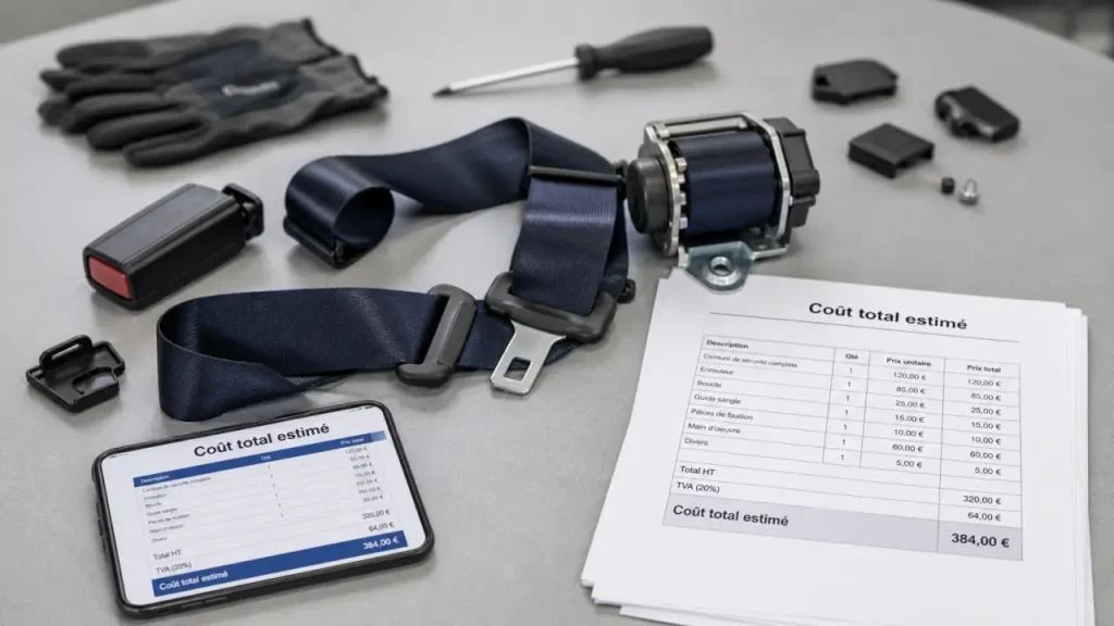 Remplacement d’une ceinture de sécurité : le vrai prix entre pièce, occasion et main-d’œuvre