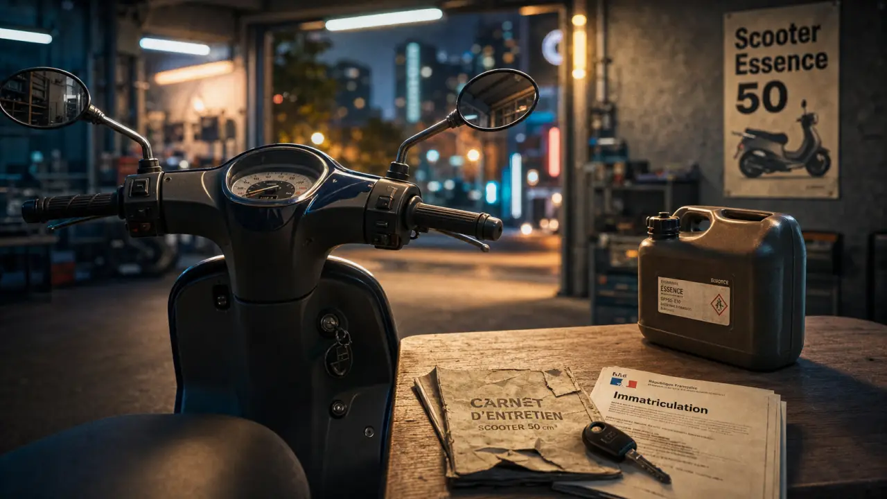 Scooter essence 50 cm3 : permis AM, prix et livraison à vérifier