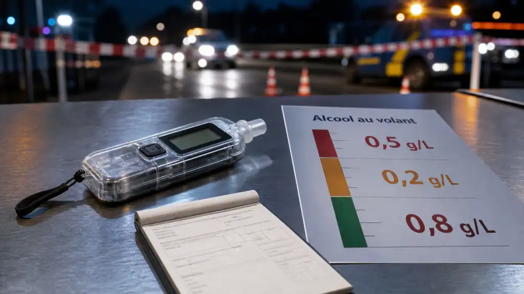 Tableau sanction alcool au volant : 0,2 g et 0,5 g au poste de contrôle