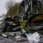 Accessoires cyclotourisme : kit autonomie vélo de voyage sur le côté de route humide