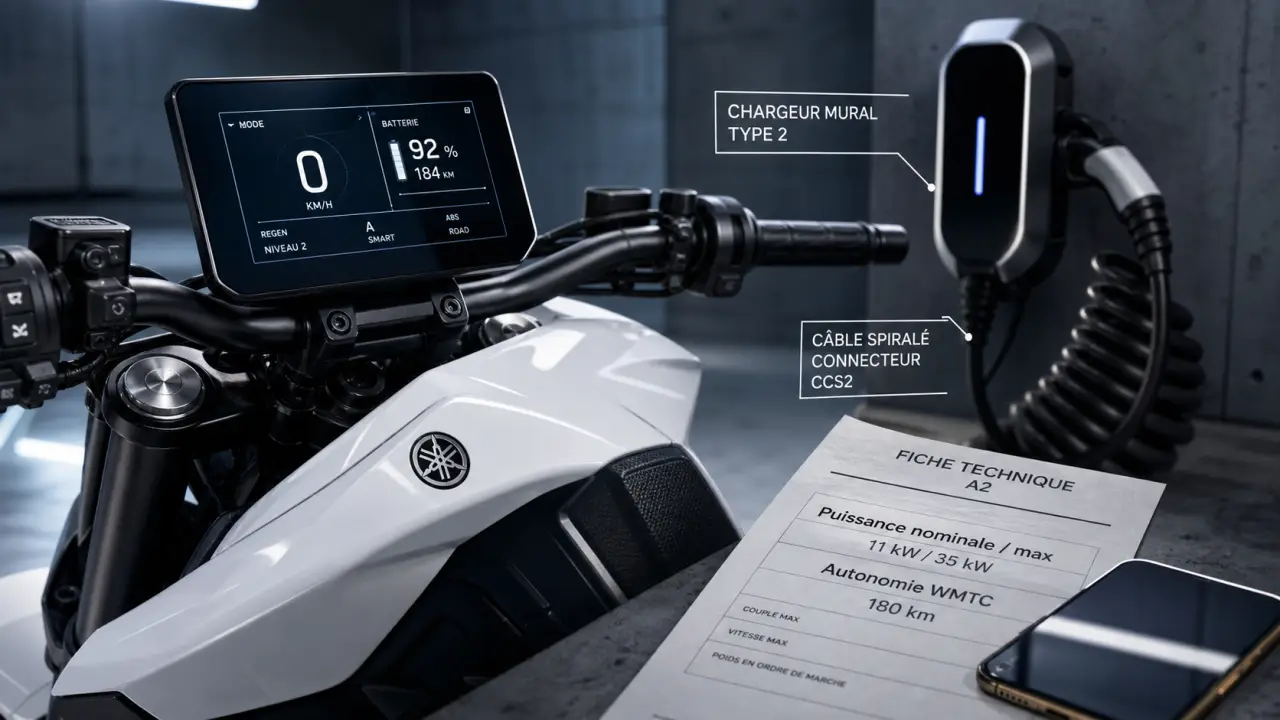 moto électrique a2 : autonomie réelle et recharge à vérifier, chargeur Type 2
