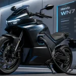 Moto Honda électrique WN7 sur quai de recharge : 140 km d’autonomie