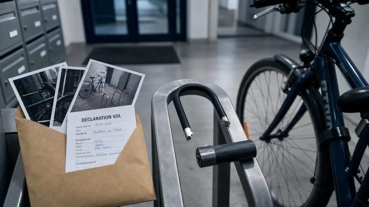 Antivol U sectionné et déclaration de vol pour vol de vélo assurance habitation