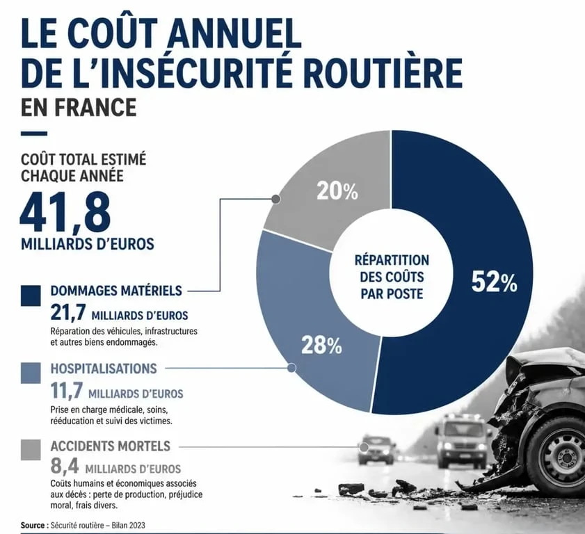 Répartition du coût annuel de l'insécurité routière en France