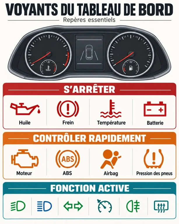 Infographie des principaux voyant Nissan Juke et de leur niveau d’urgence