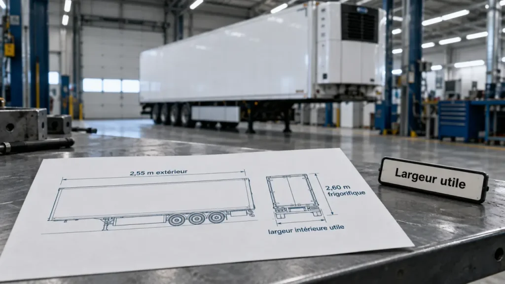 Semi-remorque : 2,55 m de large, jusqu’à 2,60 m en frigorifique