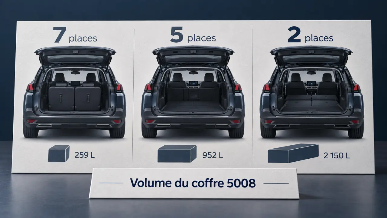 Volume coffre 5008 : 7 places ou grand chargement